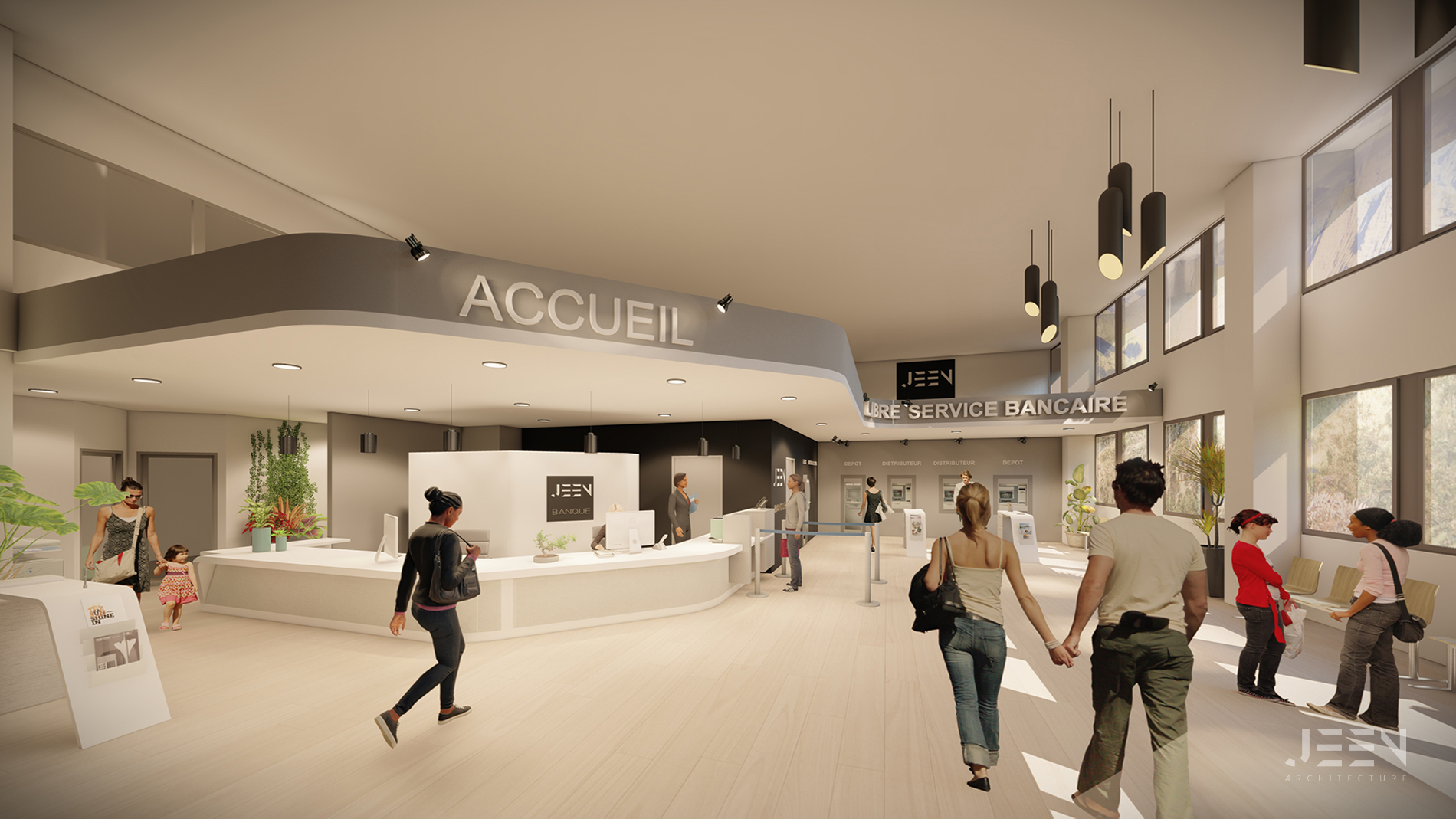 Aménagement intérieur Agence Bancaire Nouvelle Calédonie. Architecte La Réunion